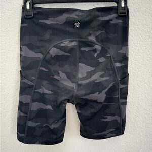 Athleta Black and Gray Athletic Shorts with Camouflage Design